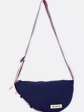 Wildfox Navy Crescent Crossbody with Rainbow Striped Strap